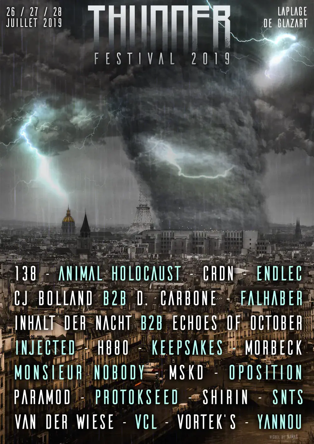 Affiche du Thunder Festival 2019, direction artistique événementielle de Namas